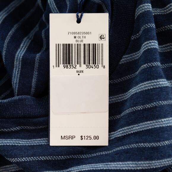 Polo Ralph Lauren Men Classic Fit Striped Cotton Linen Tee Navy Size L - Picture 7 of 8